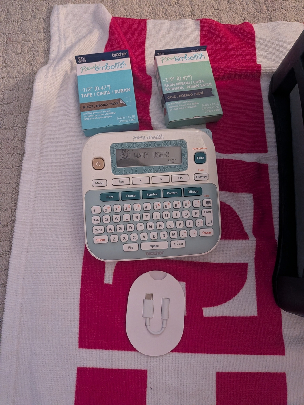 Brother Pro Embellish Label Maker in white and teal Printer Like new
